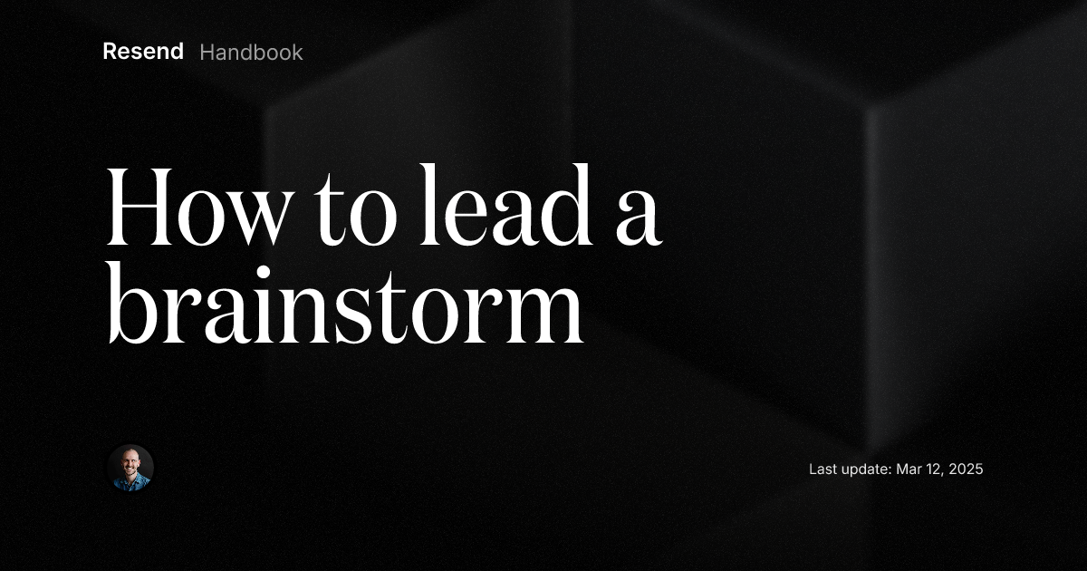 How to lead a brainstorm